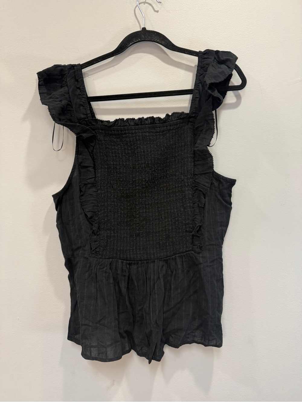 Old Navy Black Smocked Ruffle Tank Top